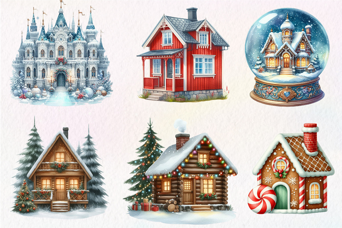 Christmas House Clipart, an Illustration by Dream Creation (Photo 2 of 7)
