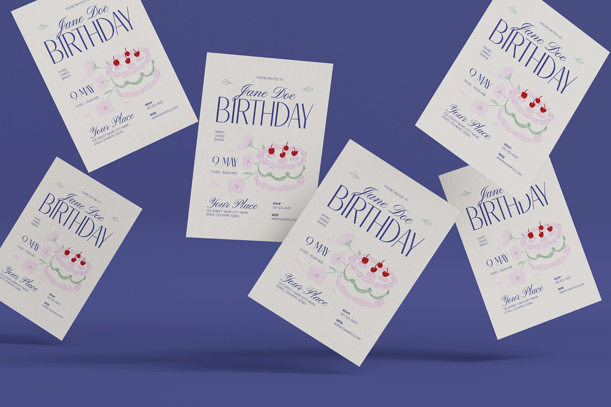 Floral Birthday Invitation, an Invitation Template by graphicook (Photo 2 of 3)