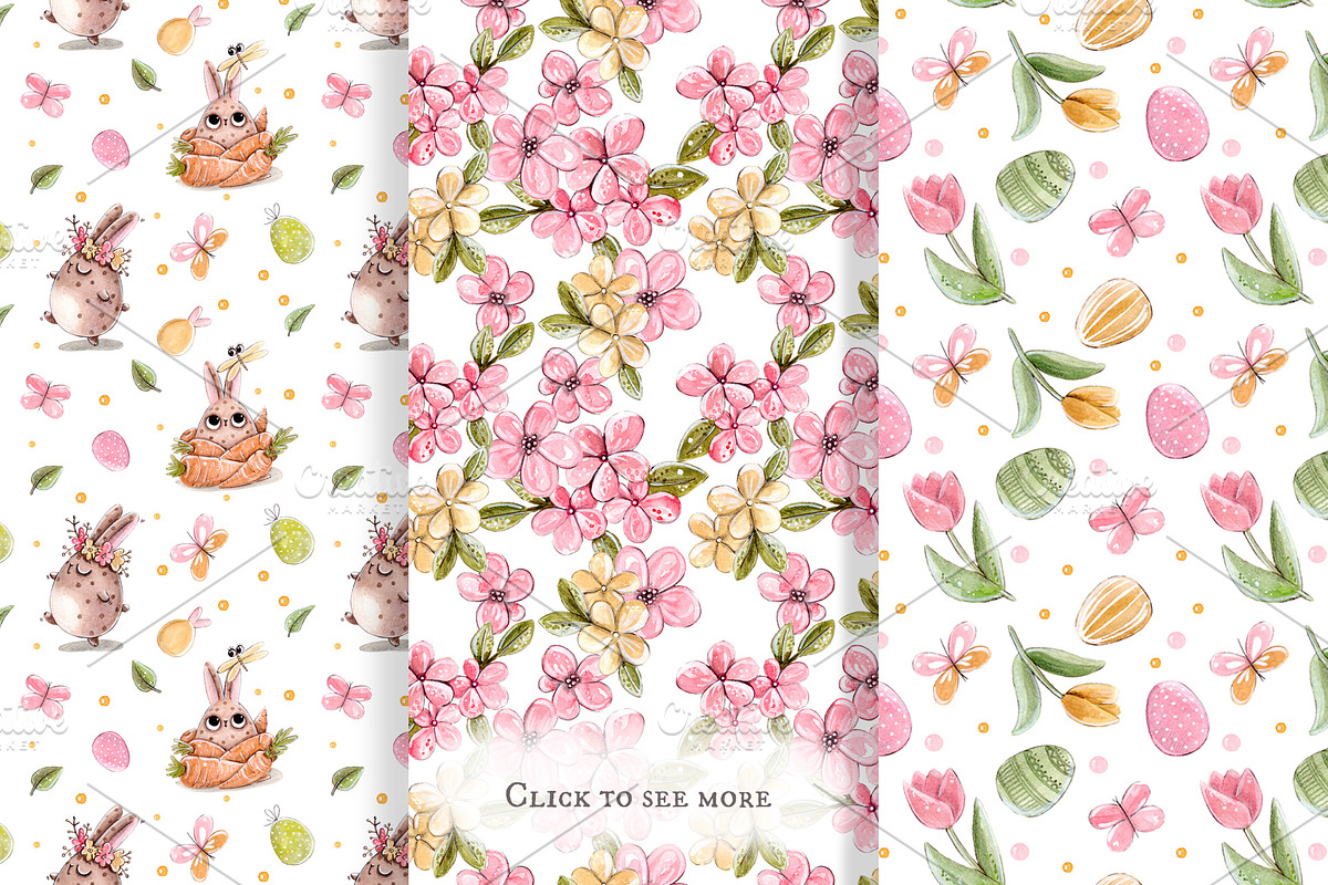 Funny Easter Bunny set +6 patterns, a Decorative Illustration by Kristina Crocus (Photo 4 of 4)