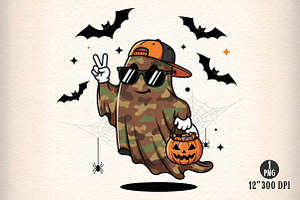 Spooky Dude Camo Ghost Halloween PNG, an Illustration by Dream Creation