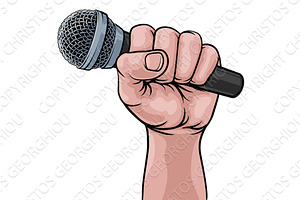 Microphone Fist Hand Comic Book Pop, an Illustration by Christos Georghiou