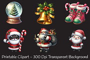 Cute Santa & Holiday Elements Clipar, an Illustration by RobertsArt (Thumbnail 2 of 7)