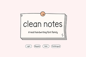 Clean Notes - Neat Handwriting Font, a Handwritten Font by Kaya Fonts