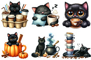 Cat Silhouette Love Coffee Clipart, an Illustration by Libby Wishes (Thumbnail 6 of 12)