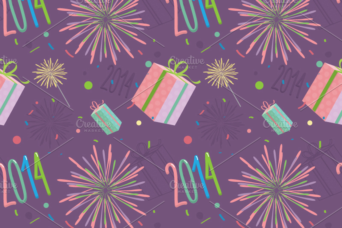 Happy New year vector pattern set preview 2