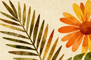 Retro Autumn Blooms Wallpaper, a Decorative Illustration by Virgo Studio