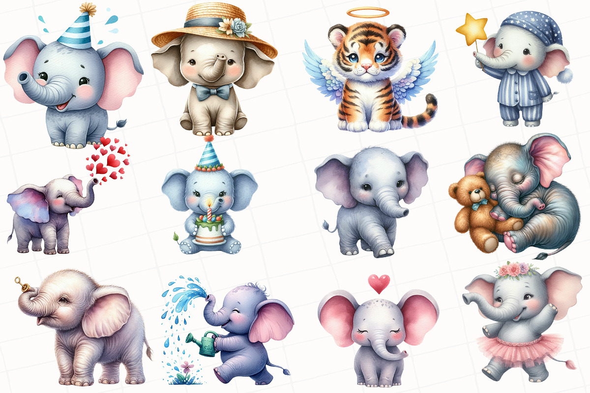 Cute Elephant Sublimation Clipart, an Illustration by OK Design (Photo 5 of 5)