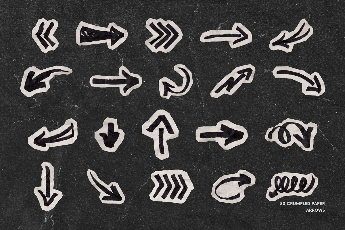 80 Crumpled Paper Arrow Doodles, an Object Graphic by Ksuview (Photo 5 of 6)