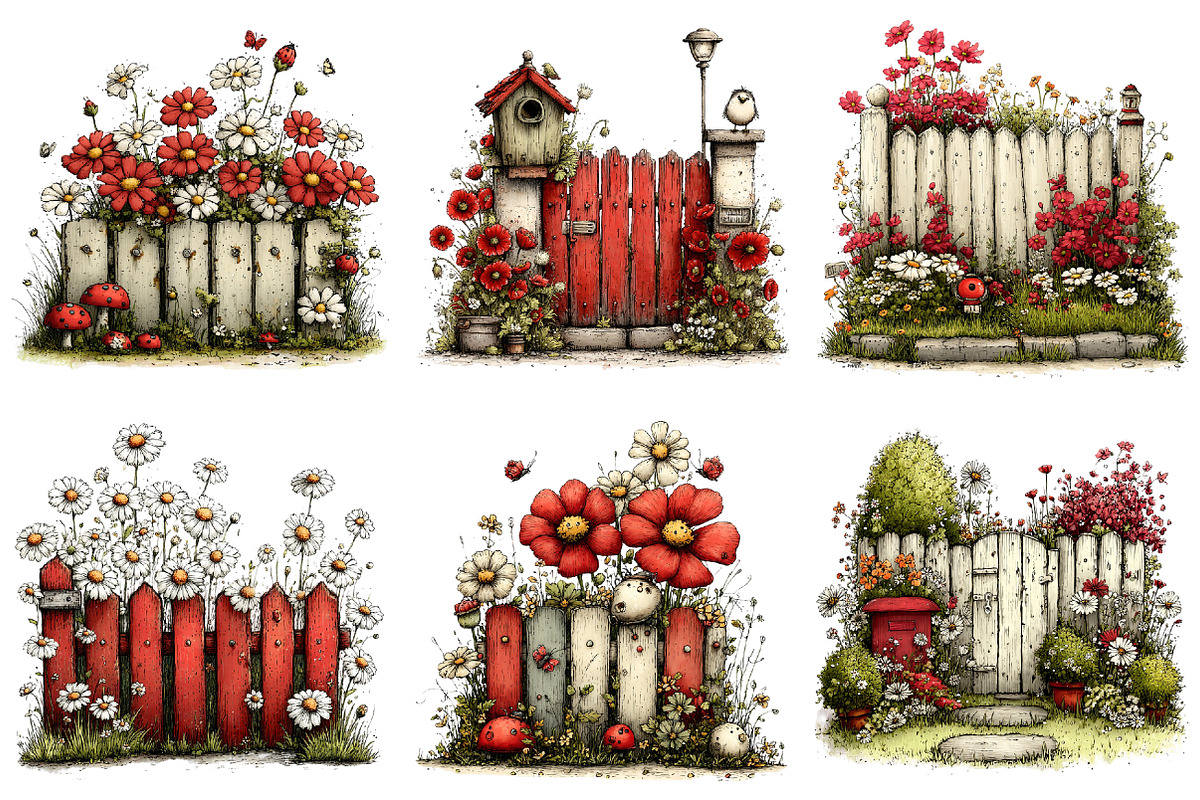 Whimsical Spring Fence Clipart, an Illustration by Craft Nest (Photo 10 of 12)