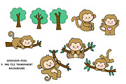 cute monkey, monkey clipart, kawaii, an Animal Illustration by Nattapohncha (Thumbnail 3 of 3)