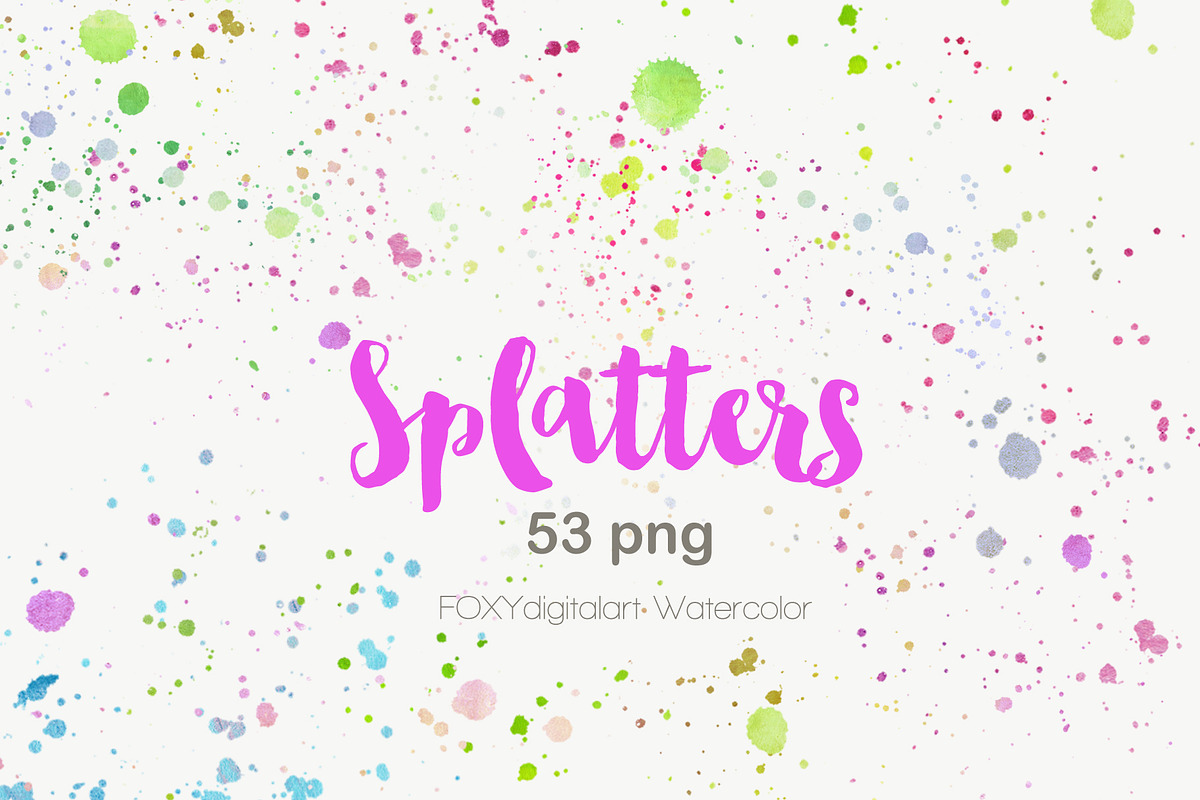 Watercolor splatters paint splashes, a Texture Graphic by FOXYdigitalart (Photo 4 of 12)