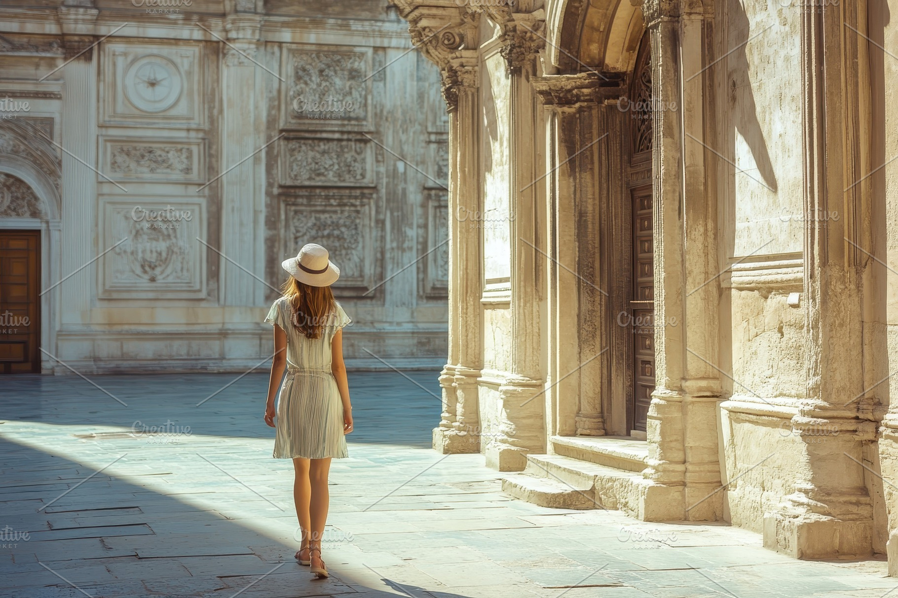 Female traveler discovers Europes, a Photo by Pavel_design