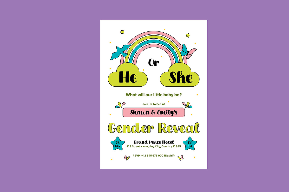 Gender Reveal Invitation Colorful, an Invitation Template by Neermana (Photo 3 of 4)