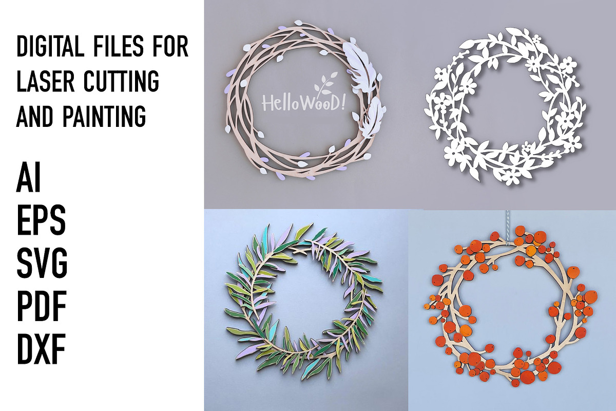 wreath laser cut, an Object Graphic by HelloWood (Photo 1 of 5)