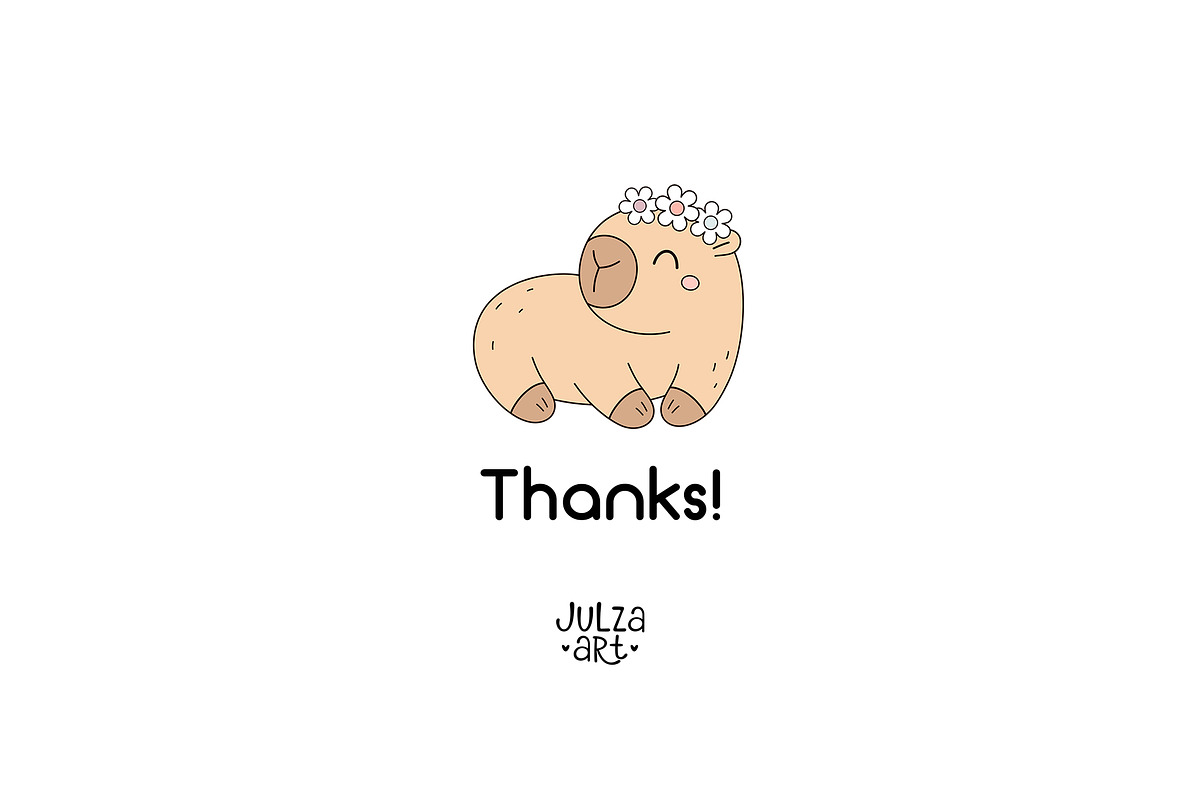 Capybara Clipart - Spring & Summer, a Seasonal Illustration by JulzaArt (Photo 8 of 8)
