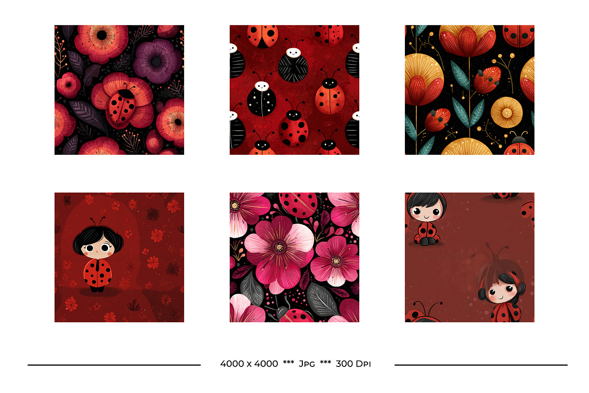 Ladybug Retro Art Style Patterns, a Pattern Graphic by karenfoleyphoto (Photo 4 of 11)