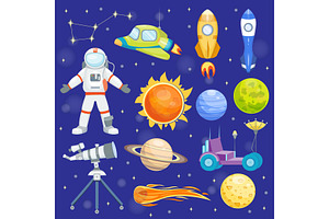 Astronaut Space Vector Icons Landing