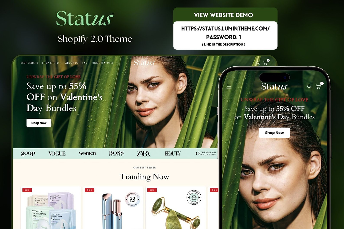 Status Shopify 2.0 Theme, a Shopify Template by Lumin Lab (Photo 2 of 10)