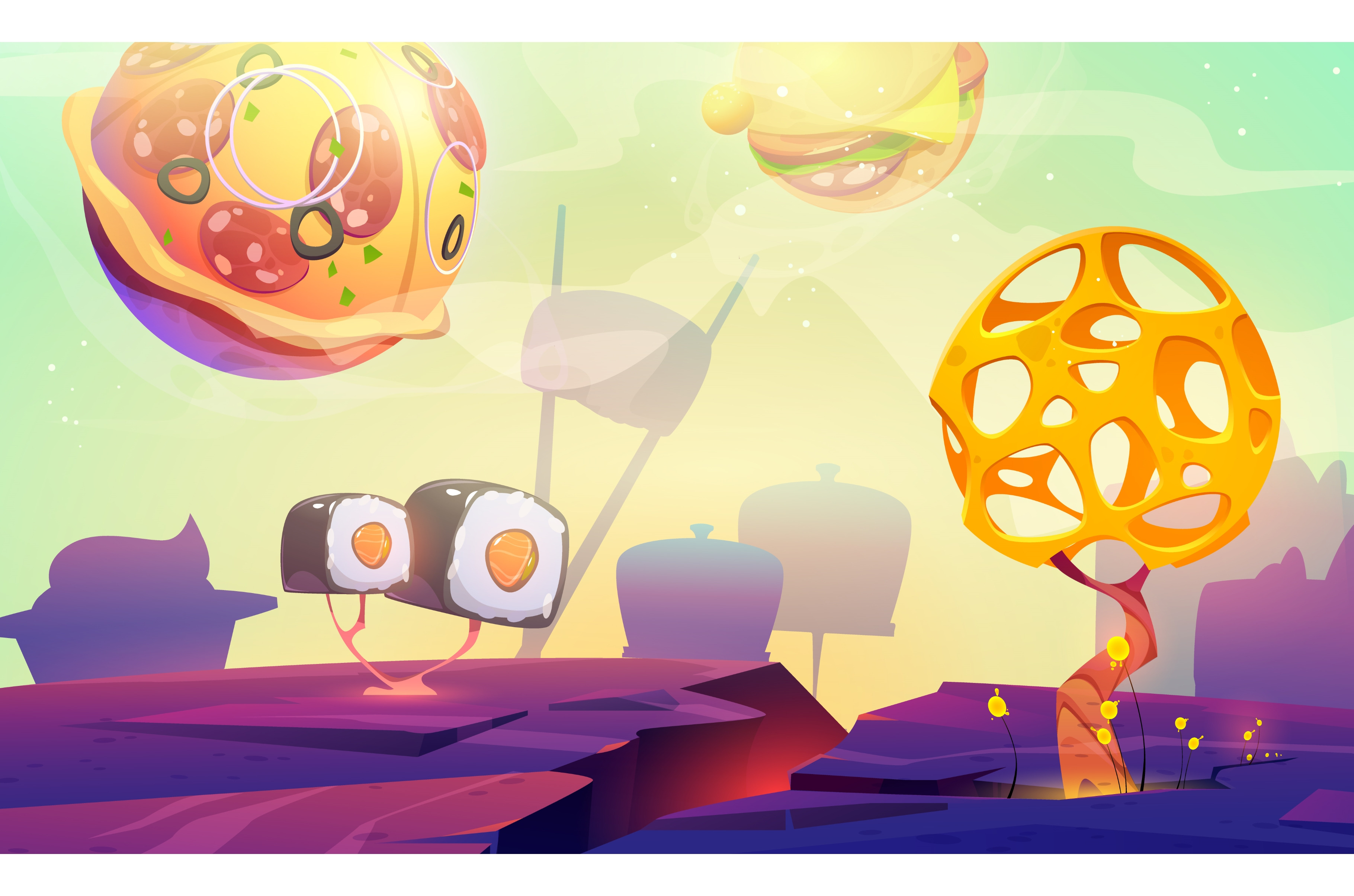 Fast food planet cartoon poster with, a Food Illustration by art PVP ...