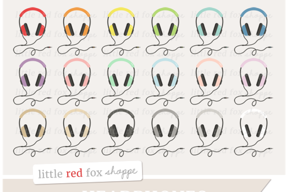 Headphones Clipart, an Illustration by Little Red Fox Shoppe (Photo 1 of 2)