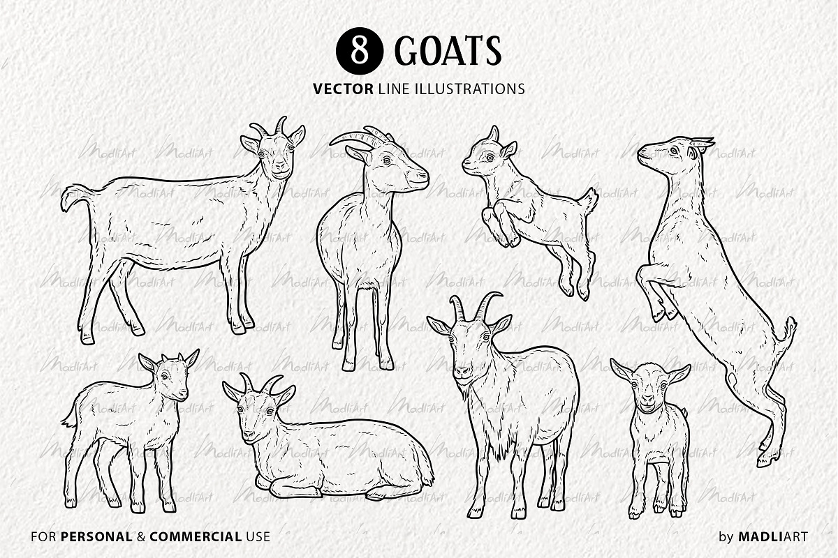 Goat & Baby Goat SVG Clipart Set, an Animal Illustration by MadliArt (Photo 3 of 4)