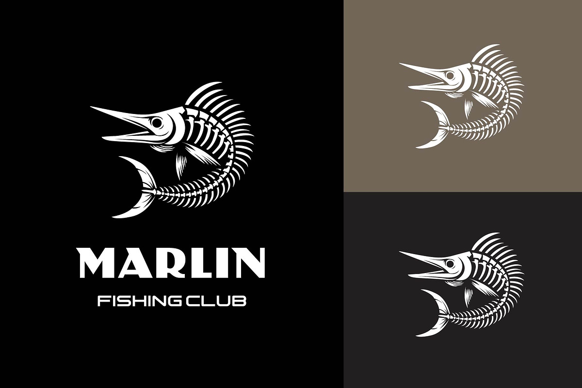 Skeleton Marlin Sword Fish Logo, a Branding & Logo Template by funpixel