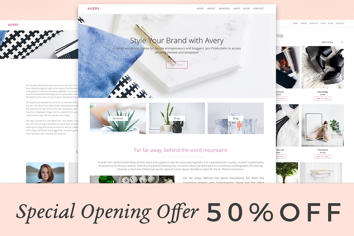 Avery. MultiPurpose|PageBuilder, a WordPress Template by PinkBulletin (Photo 1 of 4)