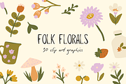 Folk Florals Clip Art, an Object Graphic by denofdreamers (Thumbnail 1 of 3)