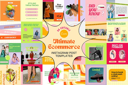 Funky Ecommerce Instagram Posts, a Social Media Template by HellYeahDesigns