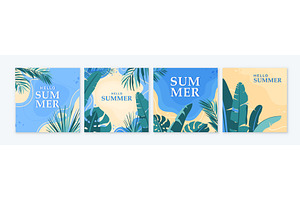 Summer tropical set vector, an Illustration by Zaie