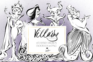 Fairy Tale Villains Doodles Clipart