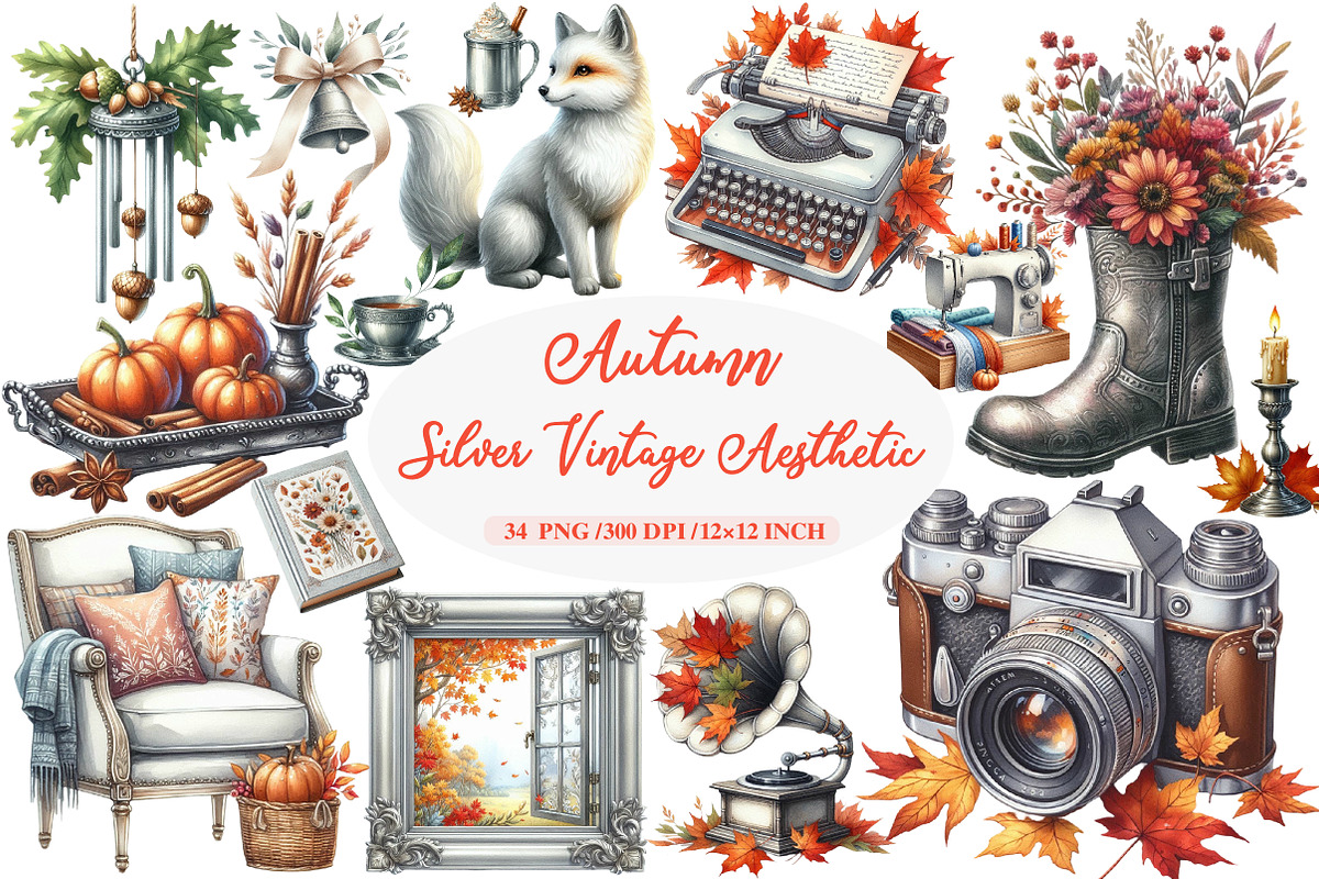 Vintage Aesthetic Autumn Clipart, an Illustration by Daily.Designs (Photo 1 of 5)