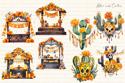 Watercolor Diá de Muertos Set, a Seasonal Illustration by Dazzling Art Boutique (Thumbnail 7 of 9)