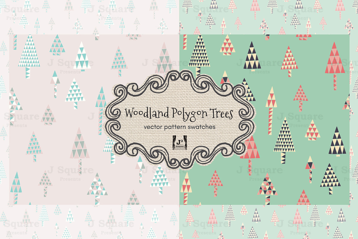 Woodland Polygon Tree Vector Pattern