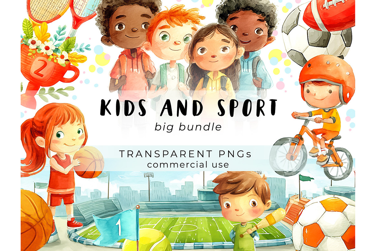 Kids Sports Activity Clipart Bundle, a Sport Illustration by Bubert Art (Photo 1 of 4)