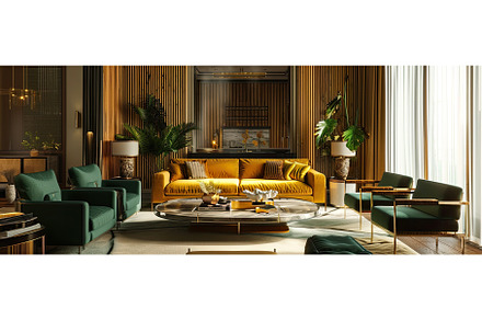 Contemporary gold and green interior, an Architecture Photo by Neirfy