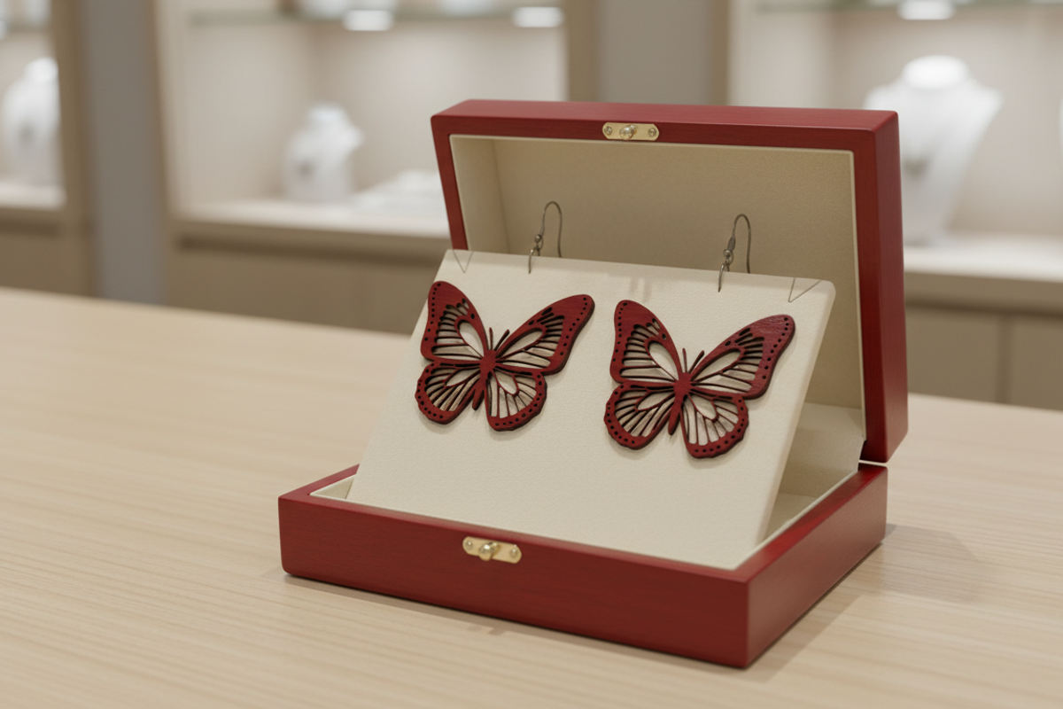 Romantic Wooden Laser Cut Earring, an Object Graphic by Designer_Momina (Photo 2 of 5)