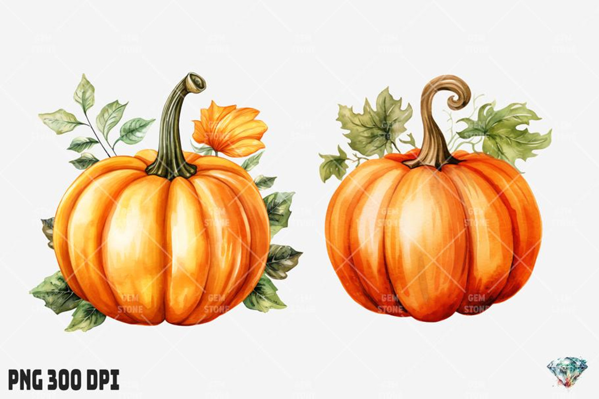 Halloween Pumpkin Watercolor, an Illustration by Gemstone (Photo 6 of 12)