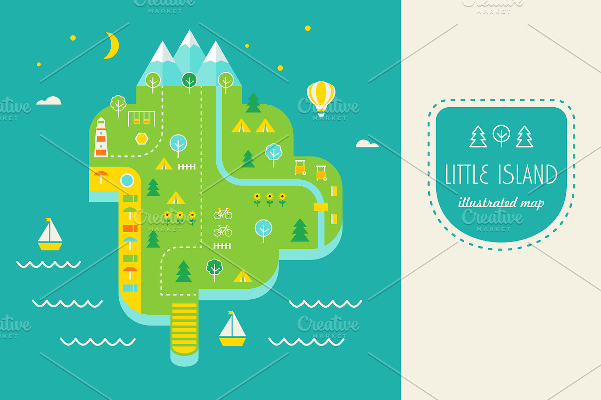Resort Island Illustrated Map, an Illustration by Julia Batsheva (Photo 1 of 2)