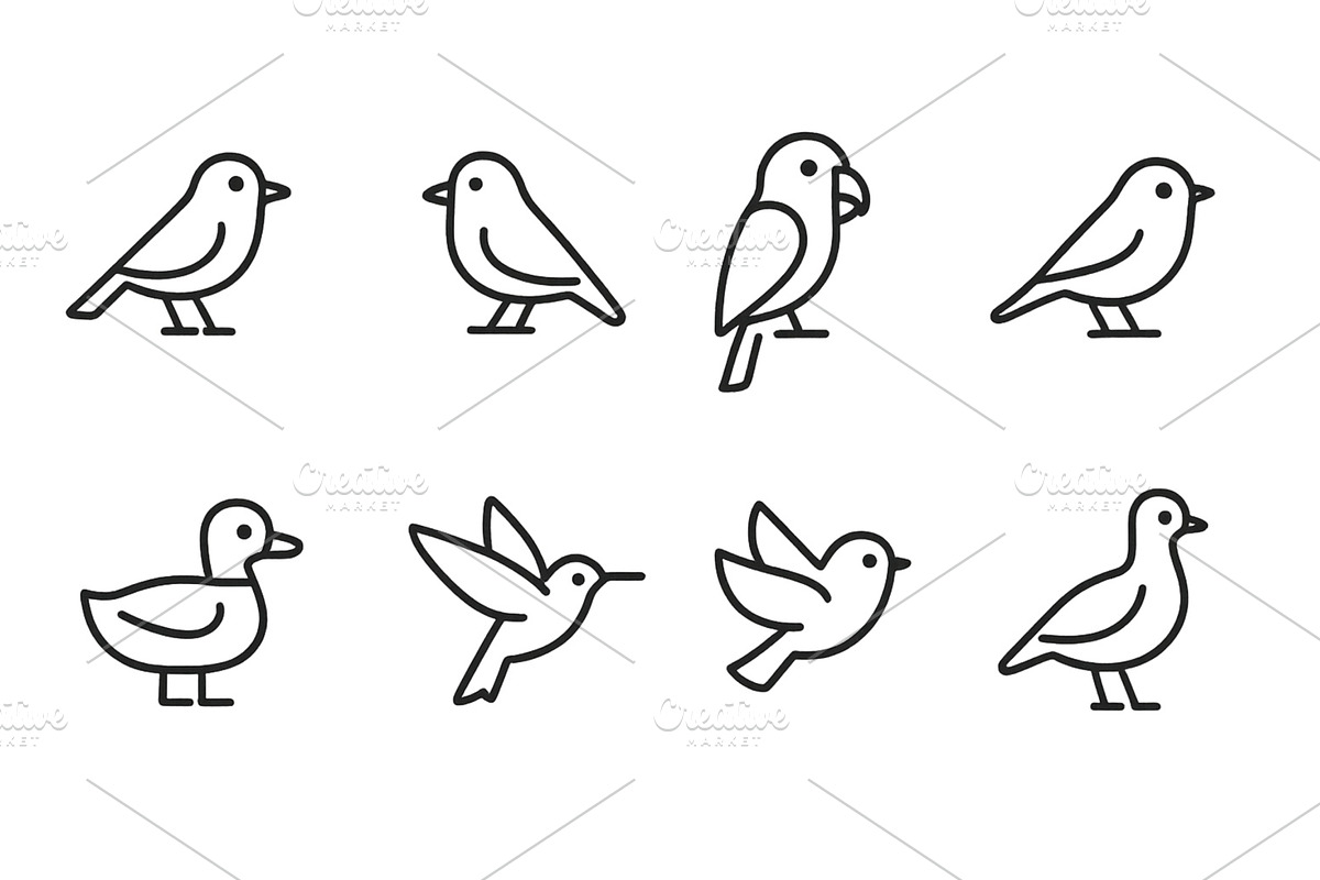 Various bird illustrations in simple, an Animal Illustration by ZinetroN