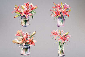 Tiger Lily In A Vase Clipart