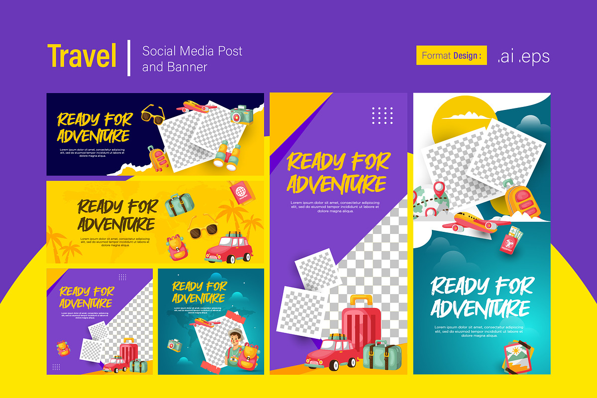 Travel Promotion Set, a Social Media Template by shin_std