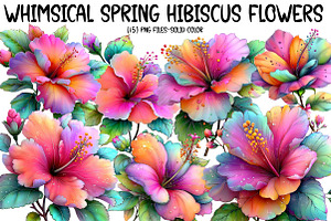 Whimsical Spring Hibiscus Flowers, an Illustration by Designworld