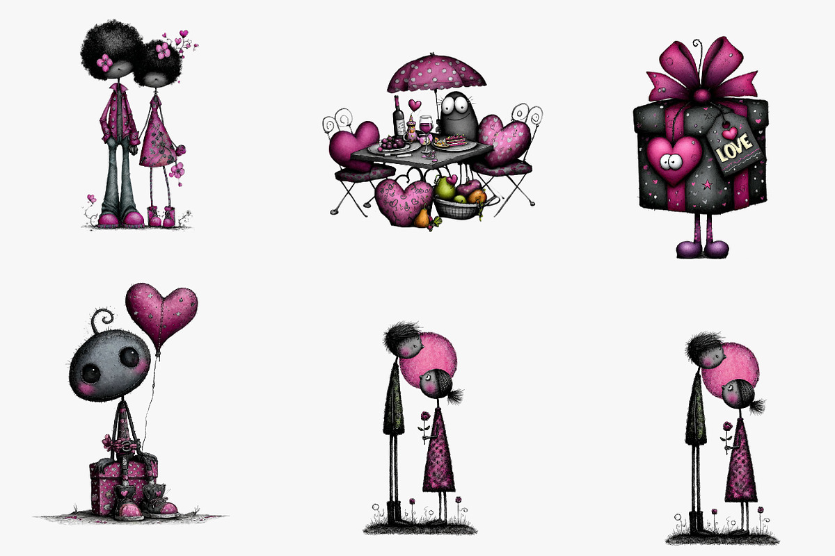 Whimsical black romance clipart, an Illustration by CreationArt (Photo 5 of 7)