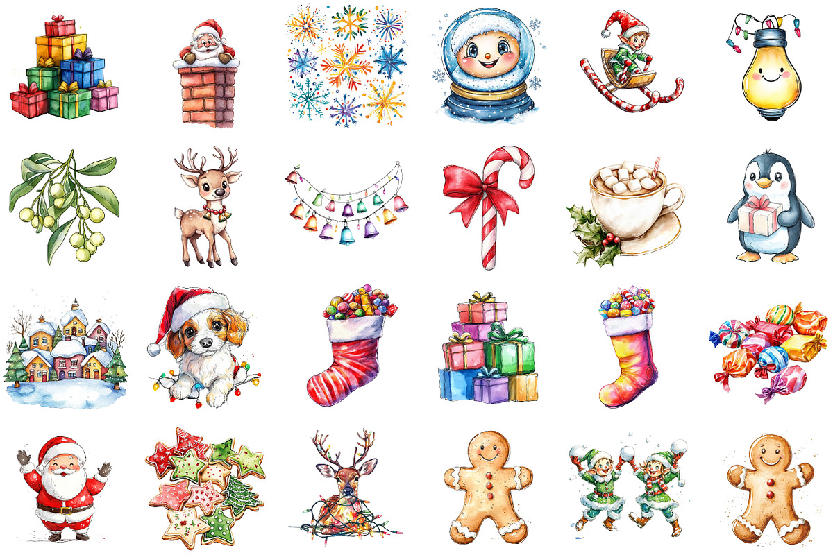 Hand Drawn Cartoon Christmas Clipart, an Illustration by Sublimation Artist (Photo 2 of 6)