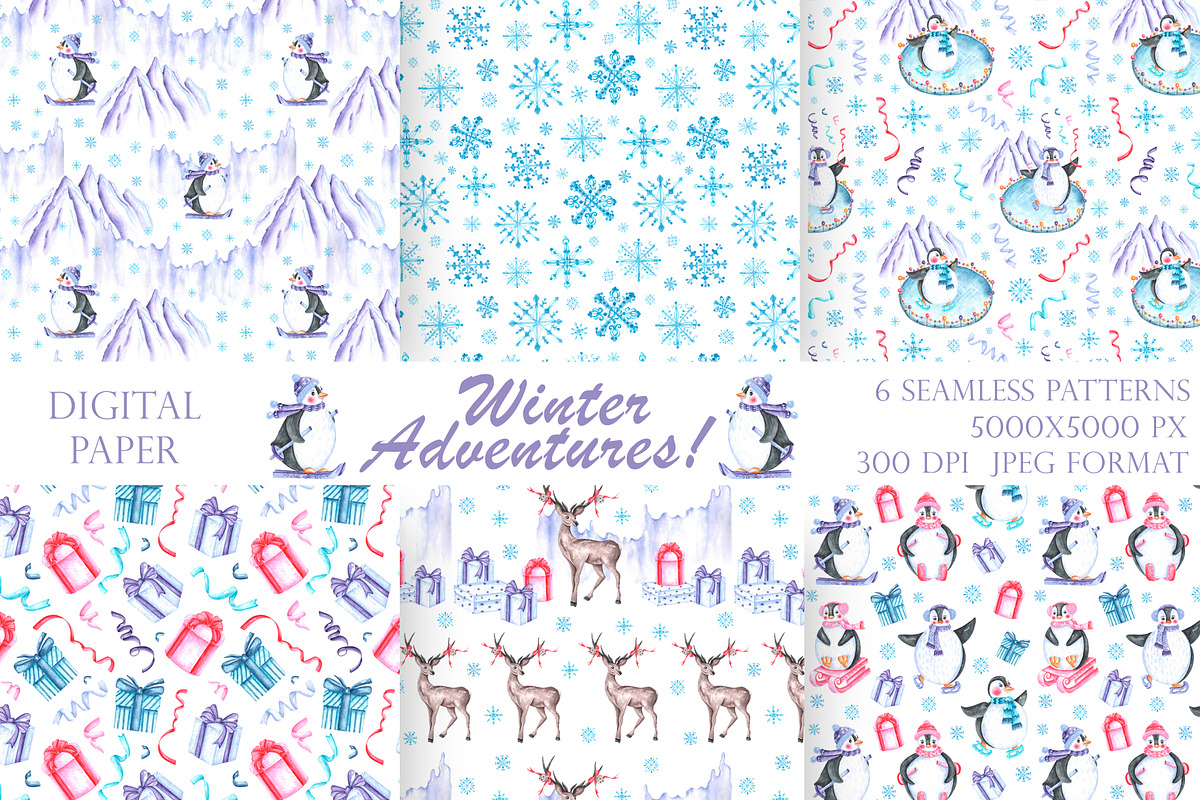 Winter adventures watercolor set., a Seasonal Illustration by SabinaWatercolorArt (Photo 4 of 17)