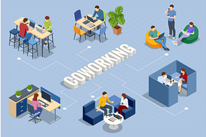 Coworking network concept with, a Person Illustration by Golden Sikorka
