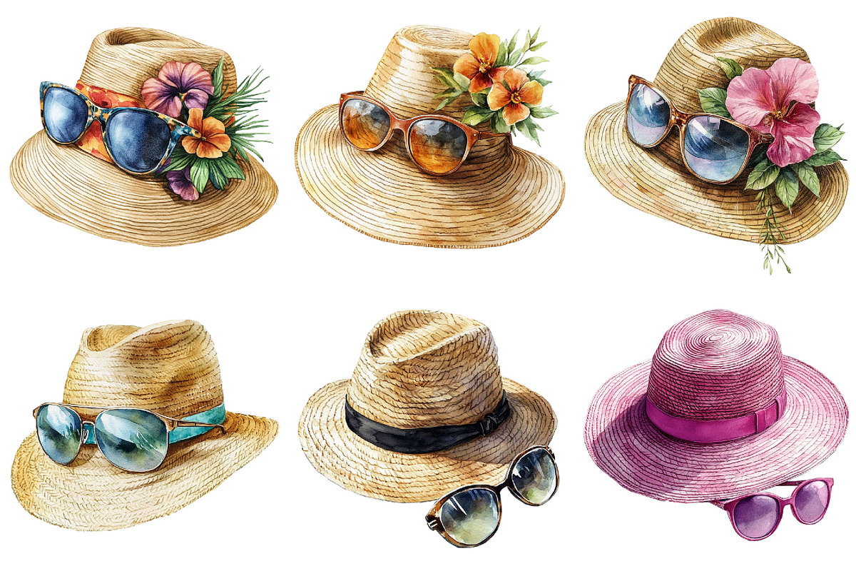 Summer Elegant Hat Clipart Bundle, an Illustration by Pixels.Craft (Photo 5 of 8)