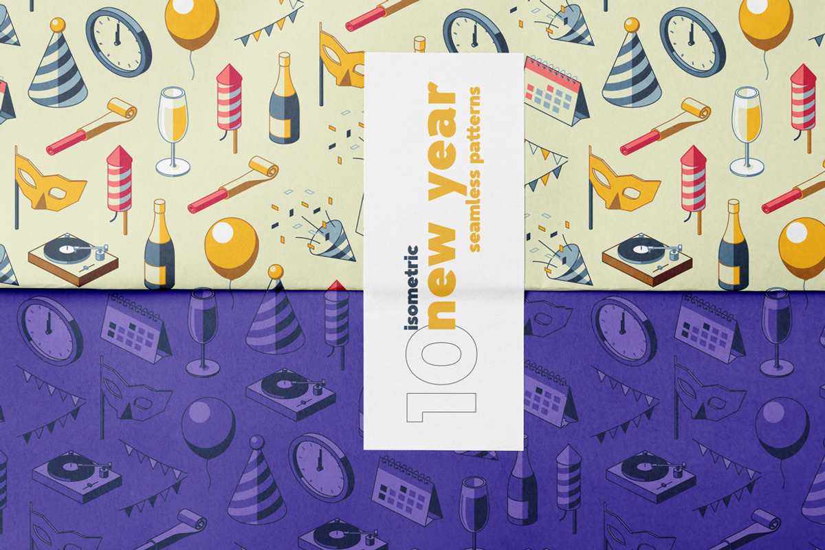 Isometric New Year Seamless Patterns, a Pattern Graphic by oelhoem (Photo 3 of 5)