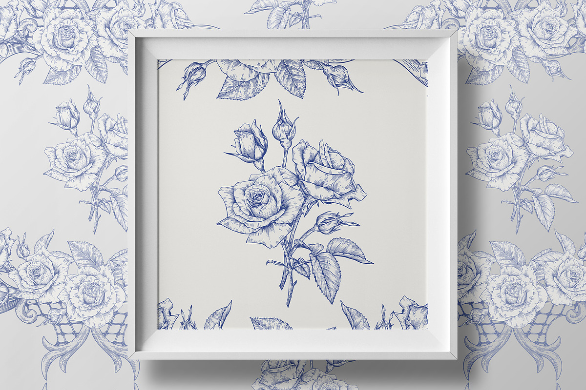 Vintage Seamless Patterns Toile Blue, a Pattern Graphic by ON_lineart_store (Photo 5 of 10)